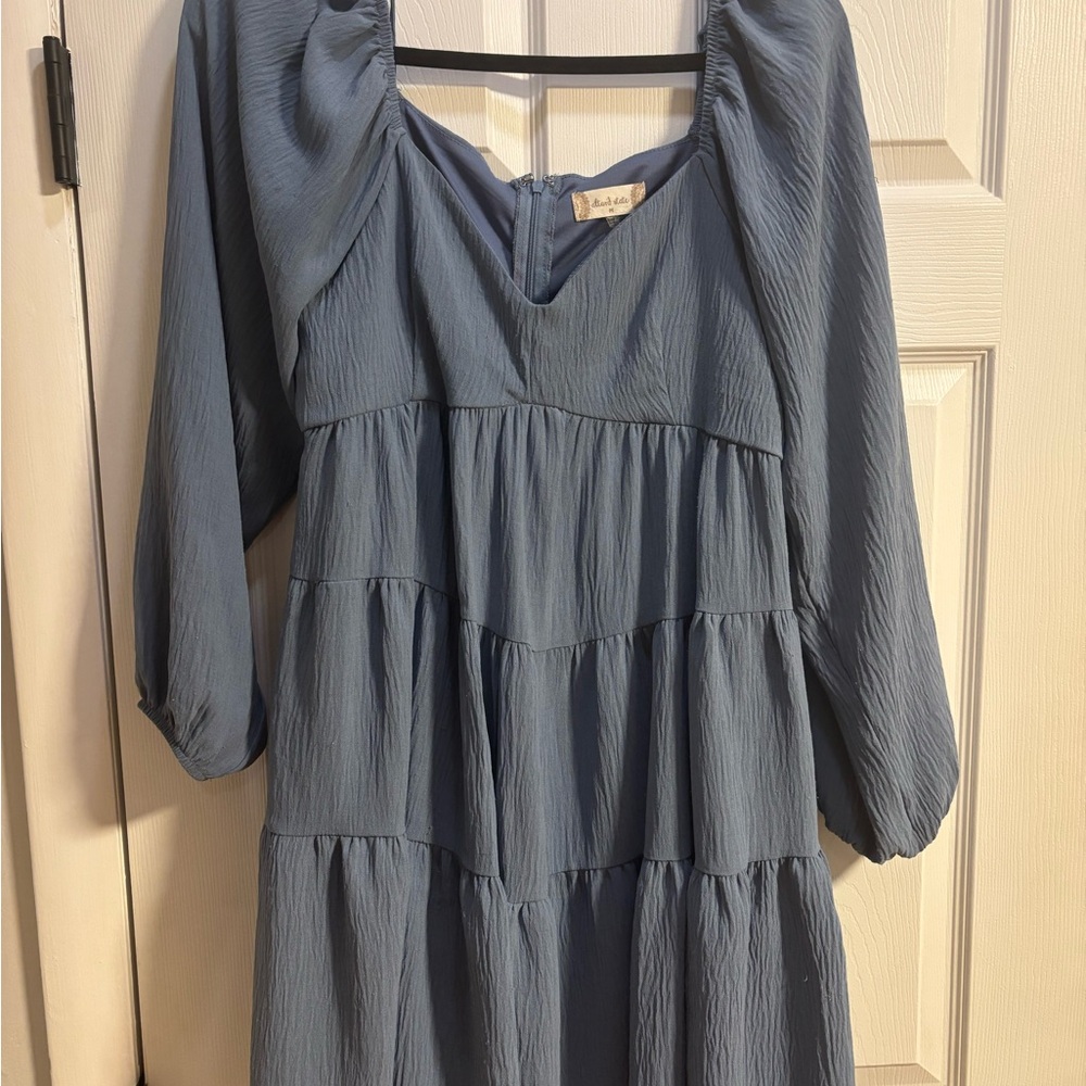 Altar'd State Slate Blue Tiered Dress
